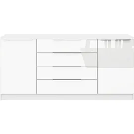 borchardt Möbel Kommode BORCHARDT MÖBEL "Oliva, Kommode mit Metallgriffen", weiß (weiß matt, weiß hochglanz), B:166cm H:78cm T:35cm, Holzwerkstoff, Sideboards, Kommode, mit 4 Schubkästen