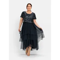 sheego Große Größen Abendkleid mit lose fallendem Paillettenoberteil Abendmode elegant, Rundhals-Ausschnitt Pailletten - 48