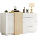 Yorbay Sideboard Weißes Hochglanz-Sideboard, Moderner Esszimmerschrank mit Stauraum, Moderner Schrank mit Stauraum, 160x37x75 cm weiß