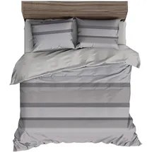 Traumschlaf Mako-Satin Gestreift Grau 240 x 220 cm + 2 x 80 x 80 cm