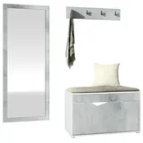 Vladon Hanko Garderobe 160x190x33 cm Weiß matt/Beton Oxid Optik grau