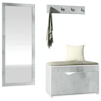 Vladon Hanko Garderobe 160x190x33 cm Weiß matt/Beton Oxid Optik grau