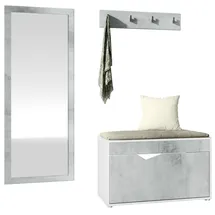 Vladon Hanko Garderobe 160x190x33 cm Weiß matt/Beton Oxid Optik grau