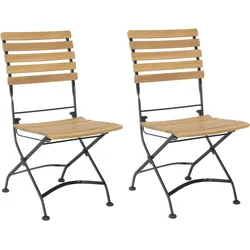 METRO PROFESSIONAL Klappstuhl Baviera 2er Set, Stahl/Akazienholz, natur/schwarz