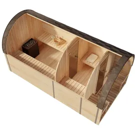 FinnTherm Fasssauna ScandiPod Deluxe, Fasssauna 2 Sitzbänke aus Holz ... Sauna mit 42 mm Wandstärke, Außensauna Mit Montagematerial - FinnTherm