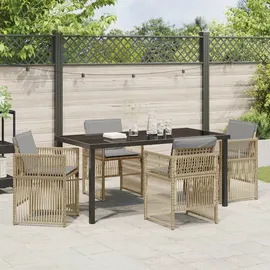 vidaXL Garten Essgruppe 5 pcs Beige Poly Rattan
