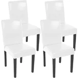 Mendler 4er-Set Esszimmerstuhl Stuhl Küchenstuhl Littau FSC®-zertifiziert ~ Kunstleder, weiß dunkle Beine