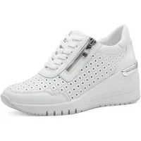 Marco Tozzi Damen Wedge Sneaker mit Lederanteil Bequem, Weiß (White), 37