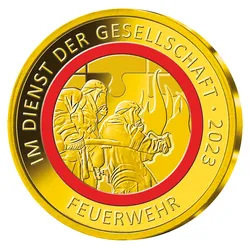 „Feuerwehr“ – die Gold-Ergänzungsprägung zur 10-Euro-Polymermünze 2023