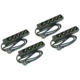 4 x G-L-T 5-Fach Mehrfachsteckdose schwarz Steckdosenleiste, Steckplätze 45 Grad gedreht, Kabel 1,4m, Steckerleiste
