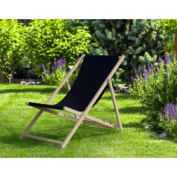 Erst-Holz Buche-Liegestuhl, Gartenliege klappbar Strandstuhl Stofffarbe wählbar V-10-110schwarz
