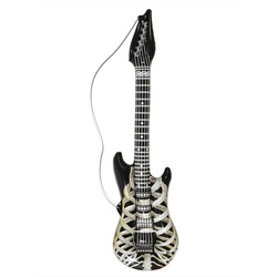 Widdmann Kostüm Aufblasbare Skelett Gitarre, Kunststoff-Accessoire zum Aufpusten schwarz