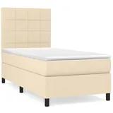 vidaXL Boxspringbett mit Matratze Creme 80x200 cm Stoff