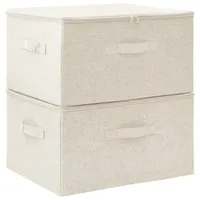 VidaXL Aufbewahrungsboxen 2 Stk. Stoff 43x34x23 cm Creme
