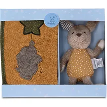 Sterntaler Baby Unisex Geschenk-Set Hase - Mini Spietier Hase und Frottee Lätzchen - Hellbraun