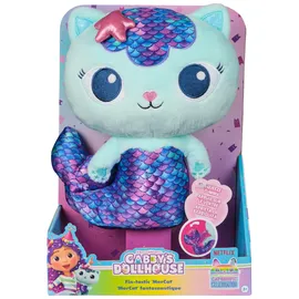 Spin Master Gabby's Dollhouse, 25 cm große Plüsch-Katze MerCat (deutsch: Meerkätzchen), Premium Plüschtier mit beweglichem Meerjungfrauenflosse