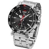 Vostok Europe YN84 Energia Rocket Herrenuhr mit Edelstahl-Armband, automatische Reserve, 30 ATM, Datum, 575a538-b, Armband