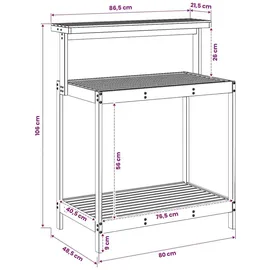 vidaXL Umtopfbank 86,5 x 48,5 x 106 cm Pflanztisch beige/braun