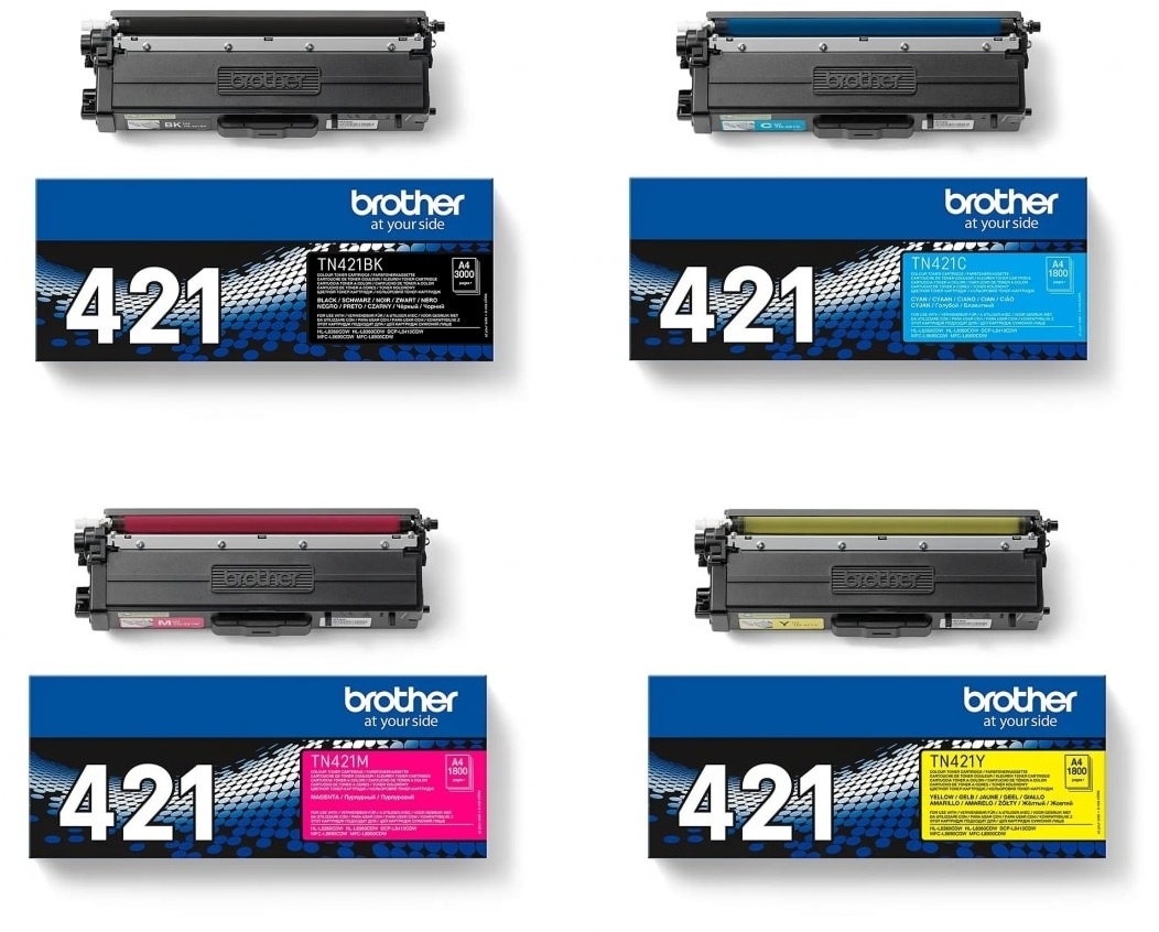 Brother Toner-Set TN-421 Multipack Cyan Magenta Gelb Schwarz HL-L8260 HL-L8360 MFC-L8690 MFC-L8900 Toner Tonerset TN421 Patrone Kartusche TN421K TN421C TN421M TN421Y