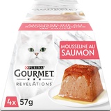 Purina Gourmet Revelations Mousse mit Lachs mit Sauce, Mahlzeitenportionen für ausgewachsene Katzen, 4 x