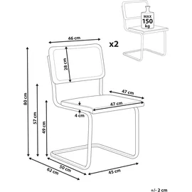 Beliani Esszimmerstuhl Cordova Rattan Hellbraun 2er Set