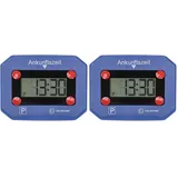 cartrend Digitale Parkuhr fürs Auto, elektronische Parkscheibe mit KBA-Zulassung, automatische Ankunftszeit, mit Display, zuverlässig, inklusive Batterie und 3M Klebepads (Packung mit 2)