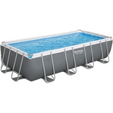 BESTWAY Power Steel Frame Pool Komplett-Set mit Filterpumpe 549 x 274 x 122 cm, grau, eckig