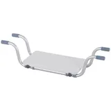 Badewannensitz – Hängender Badesitz verstellbar – Badhocker – Länge verstellbar 73 – 83 cm – Aluminium HDPE (Silberweiß)