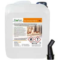 BioFair Bioethanol - 100% Reiner Brennstoff - Bioethanol für Bioethanolkamin, Ethanol Tischkamin, Wandkamin Indoor - 10 Liter