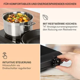 Klarstein Cookbuddy Doppel-Kochfeld 2400W 5 Leistungsstufen Glaskeramik Schwarz