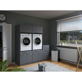 laundreezy Mehrzweckschrank-Set 186 x 200 x 68 cm Grau