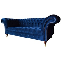 JVmoebel Chesterfield-Sofa, Sofa Chesterfield Klassisch Design Dreisitzer Wohnzimmer Sofas blau