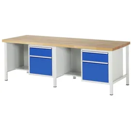 Rau Werkbank höhenverstellbar 8451A2, B2500xT900xH840-1040mm, 4x Schublade-TA