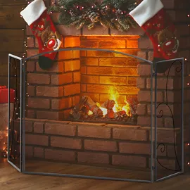 Homcom Kamingitter Kaminschutzgitter 3 Paneele klappbar Funkenschutzgitter Ofenschutzgitter Metall schwarz 1325 x 765cm für sicheren Kaminbereich Aosom.de