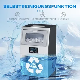 Homcom Kommerzielle Eiswürfelmaschine 30 kg/24 H Eismaschine Edelstahl - Silber