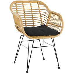Armlehnstuhl Rattanoptik 2er Set natur Esszimmerstuhl Wohnzimmer Stuhl Stühle
