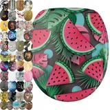 Sanilo WC Sitz mit Absenkautomatik, viele neue Toilettendeckel zur Auswahl, hochwertige Oberfläche, einfache Montage, stabile Scharniere (Melone)