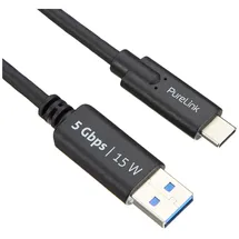 PureLink USB-C auf USB-A Kabel - 3.1 Gen 2, mit 10 GB/s Datenübertragung, schwarz, 1,00m