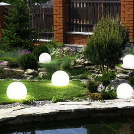 ETC Shop 2er Set LED Außen Leuchten Solar Kugel Strahler Terrassen Garten Beleuchtung Hof Steck Lampen