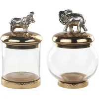Beliani Schmuckkästchen 2er Set LAKI Glas Gold