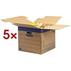 Bankers Box System 5 Stück Umzugskartons »SmoothMove FastFold« 48/47/41,2 cm braun, 48x41.2x47 cm
