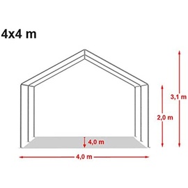 TOOLPORT Partyzelt 4 x 4 m inkl. Seitenteile grau/weiß (6132)