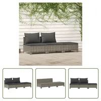The Living Store 3-tlg. Garten-Lounge-Set mit Kissen Grau Poly Rattan - Grau