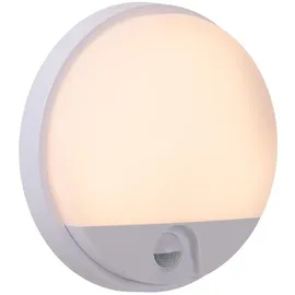 LUCIDE Außenwandleuchte Kunststoff Ø 21 cm inkl. Bewegungsmelder weiß