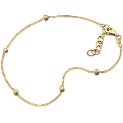 Fußkette ELLI "Fußkettchen Kristalle 925 Silber" Gr. 25, gold (gold, weiß), Fußkettchen, Damen, 25cm, Silber 925 (Sterlingsilber)