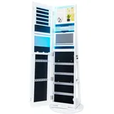 COSTWAY Schmuckschrank mit Spiegel, verstellbaren LED, drehbar, abschließbar weiß