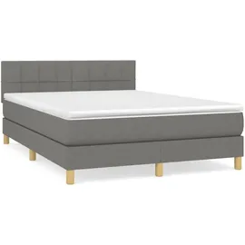 vidaXL Boxspringbett 140 x 200 cm Dunkelgrau