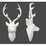 Spetebo - Hirschgeweih Weiß - 10 Ender 30x15cm - Hirschkopf Wand Deko Jagd Geweih Skulptur