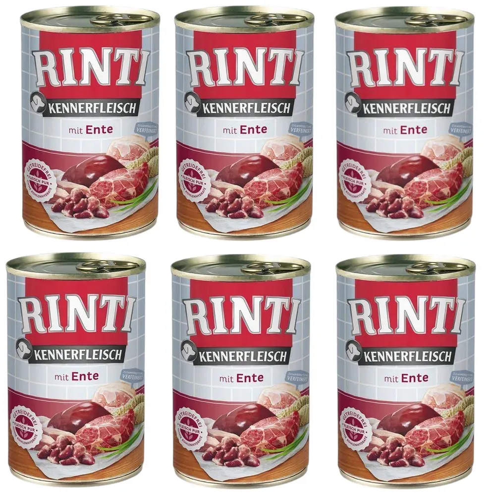 Rinti Kennerfleisch Ente Nassfutter für Hunde - Ente 6x400g (Rabatt für Stammkunden 3%)