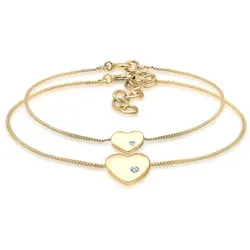 Elli Herz Mutter Kind Kristalle Silber goldfarben Damen 